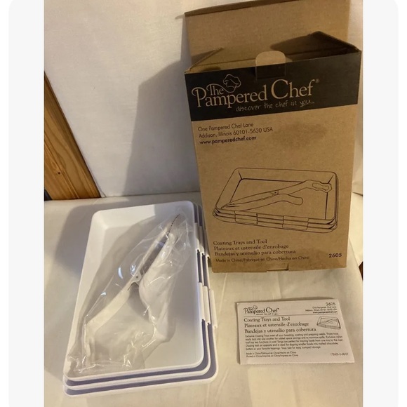 Pampered Chef Kitchen New Pampered Chef 3 Coating Trays And Tool Set 265 Interlocking